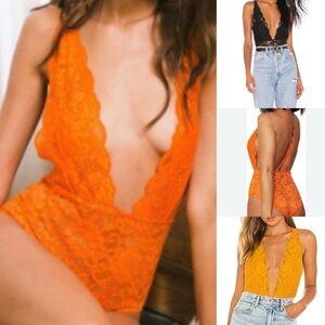 NWT Revolve HAH Comin In HAHt Lace Bodysuit Burnt Orange s free people
